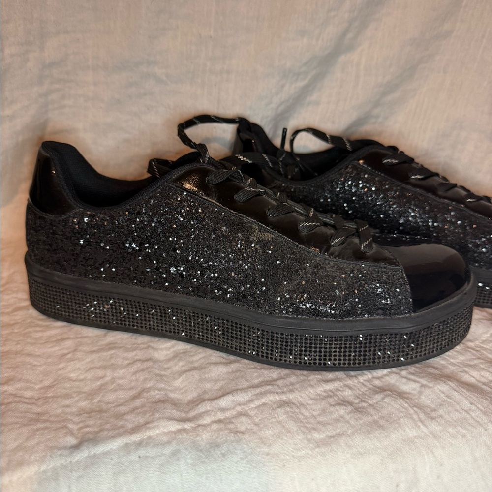 Black Glitter Women's Sneakers